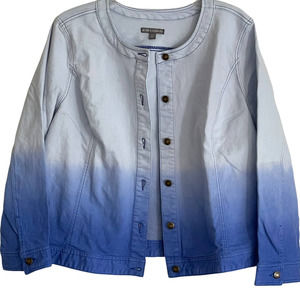 Jessica London Size 24W Ombré Denim Jacket Tie Dye